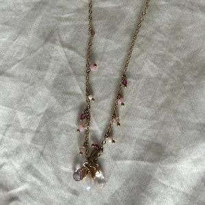 Pink stones NEW Gold and turquoise charm necklace